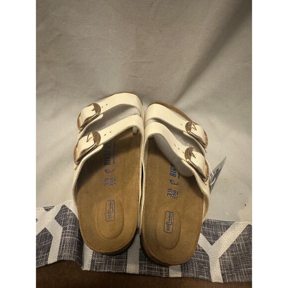 NWT Birkenstock Arizona Soft Footbed Nubuk Leather Buckle Slides Size 39 W8 - Picture 4 of 6